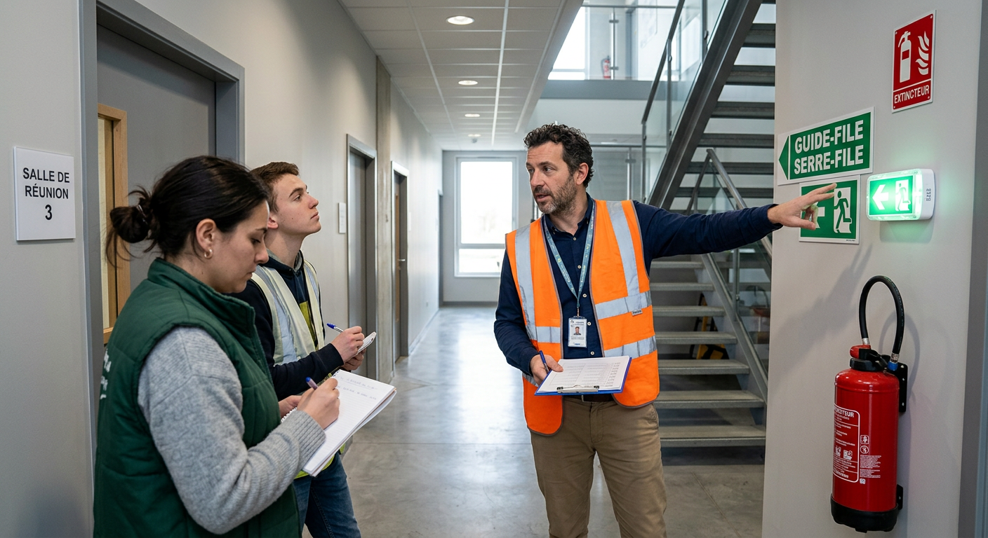formation guide file serre file, vérification du balisage, états blocs de secours, accessibilité des extincteurs formation guide file serre file, vérification du balisage, états blocs de secours, accessibilité des extincteurs