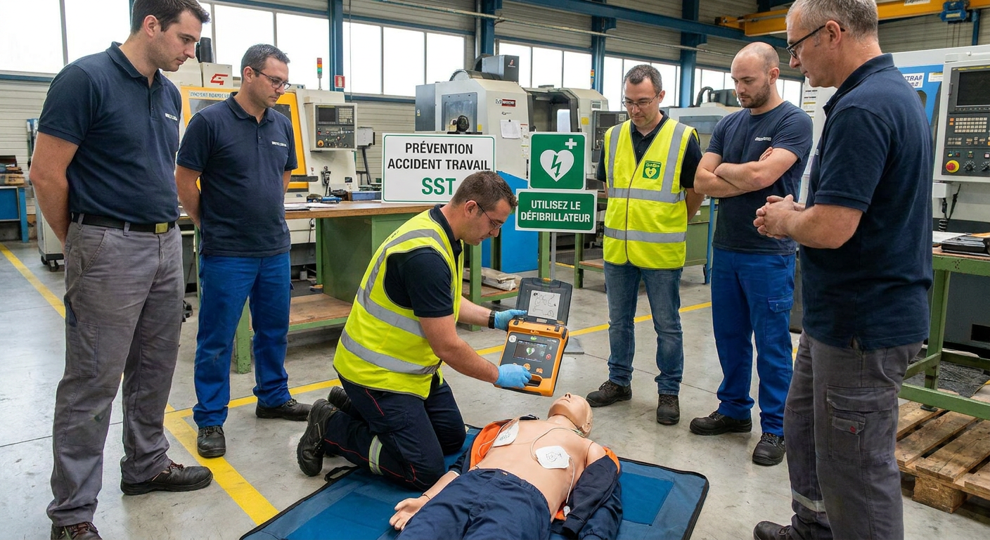 Prévention accident travail sst - Utilisez le défibrillateur Prévention accident travail sst - Utilisez le défibrillateur